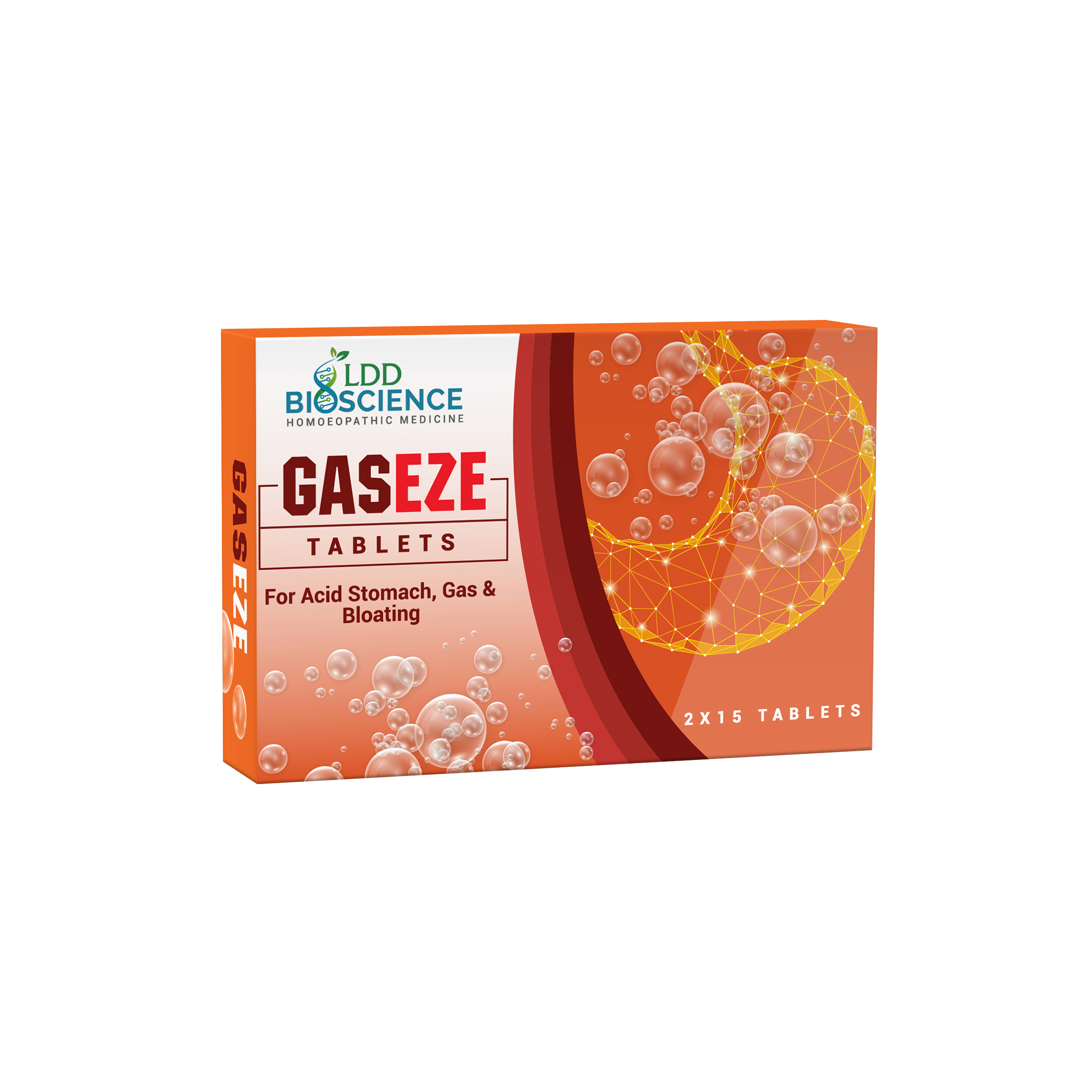 LDD BIOSCIENCE GASEZE Tablets For Acid Stomach, Gas & Bloating 2 x 15 Tablets