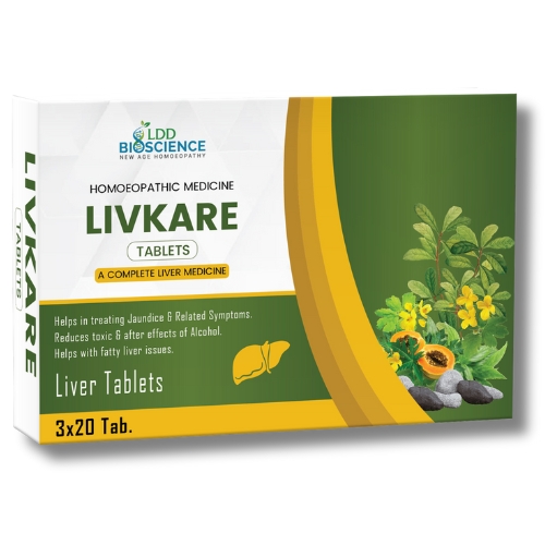 LDD Bioscience Livkare Tablets 3 x 20 Tabs | Homoeopathic Liver Medicine | For Jaundice, Fatty Liver & Detox